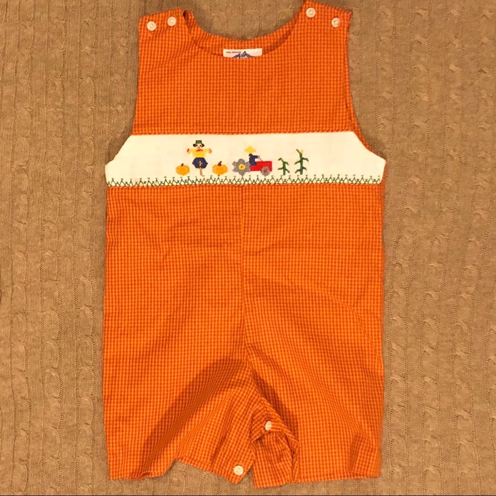 Hand smocked toddler shortall